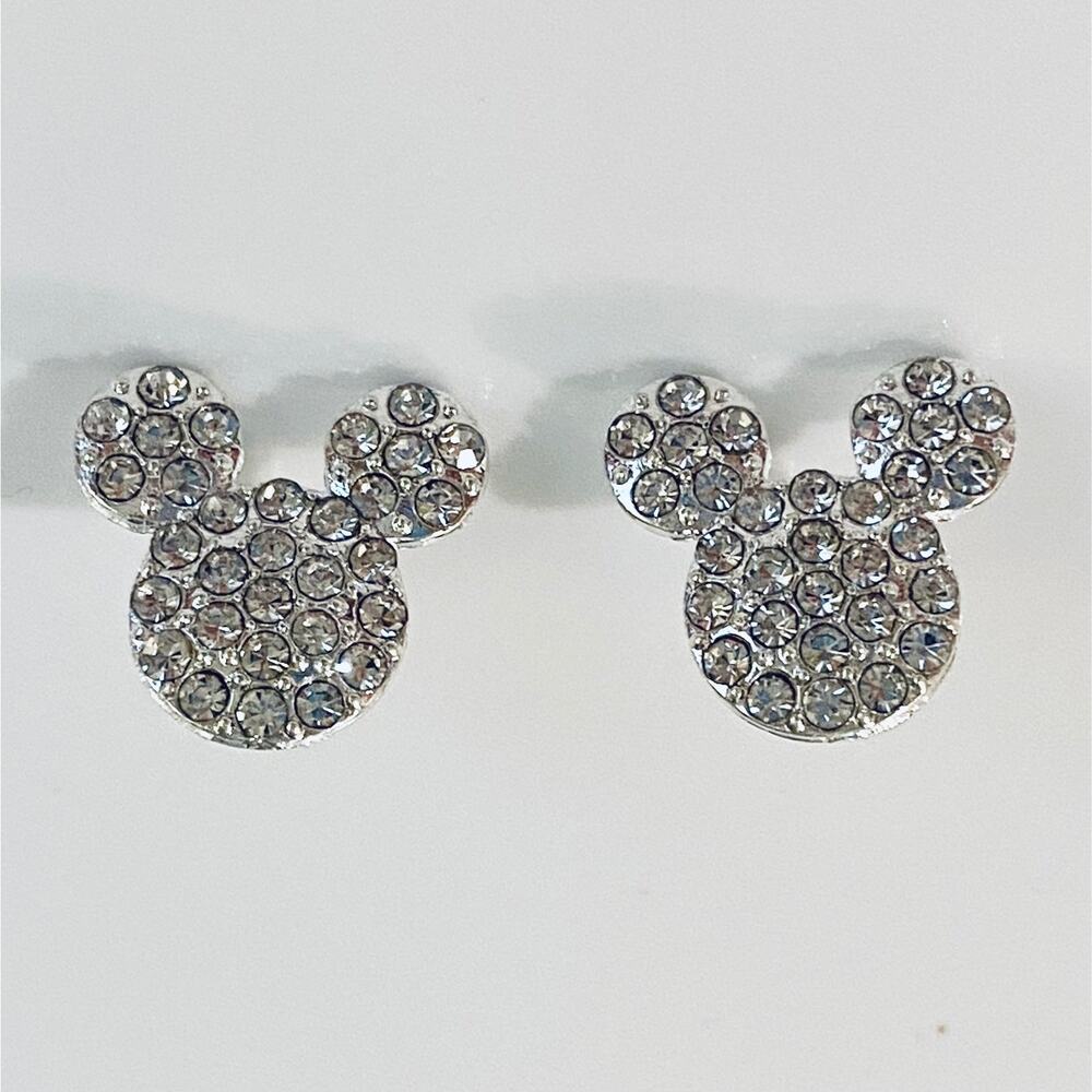 Mickey Mouse Crystal Silver Stud Earrings
